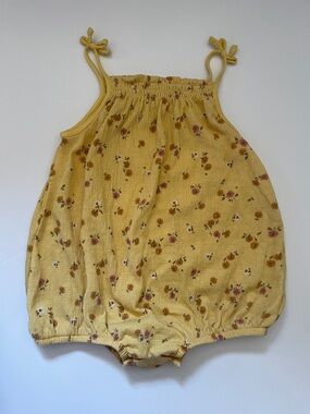 Girls' Yellow Floral One-Piece Romper